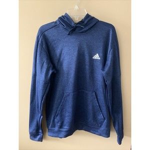 Adidas Mens Climawarm Long Sleeve Pull Over Hoodie Logo Navy Blue Size Medium